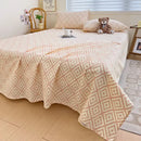 Peach & cream geometric bed sheet set bedroom textured bedspread