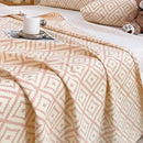 Peach & cream geometric bed sheet set bedroom textured bedspread