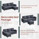 Gray Linen Sectional Sofa with Pillows