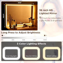 48" Modern Fluted Makeup Vanity Desk with Large 36" Mirror & Lights,