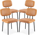 Modern Mid-Century Dining Chairs – Upholstered PU Leather with Metal Legs (Set of 4)