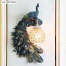 DecorBites™ Peacock Blue Lodge Resin Wall Sconce Lighting with Clear Crystal Dome Shade - 1 Light Bedside Wall Light