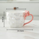 Pearl glazed bowknot handle porcelain mug set red & silver kitchen