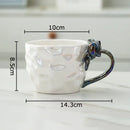 Pearl glazed bowknot handle porcelain mug set red & silver kitchen