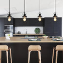 Pendant Light Kitchen Island – Industrial Black Metal Cage Fixture