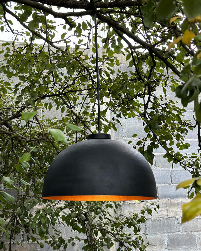 Copper Hanging Light, Black Dome Pendant Lamp