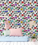 Penguins in Colorful Hats and Scarves Wallpaper