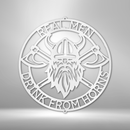 Custom Metal Wall Art - Viking Axe Circle Monogram Sign