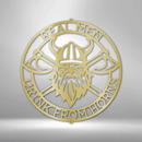 Custom Metal Wall Art - Viking Axe Circle Monogram Sign