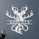 Custom Metal Wall Art - Personalized Deer and Fish Sign