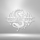 Custom Metal Wall Art - Personalized Celtic Dragon Monogram Sign