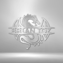 Custom Metal Wall Art - Personalized Celtic Dragon Monogram Sign
