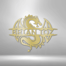 Custom Metal Wall Art - Personalized Celtic Dragon Monogram Sign
