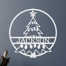 Custom Metal Wall Art - Personalized Christmas Tree Monogram Sign