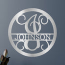Custom Metal Wall Art - Split Letter Vine Monogram Sign