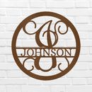 Custom Metal Wall Art - Split Letter Vine Monogram Sign