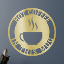Custom Metal Wall Art - Personalized Coffee Bar Monogram Sign