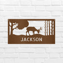 Custom Metal Wall Art - Deer Silhouette Monogram Sign