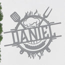Personalized Grill Sign w Hat and Tools