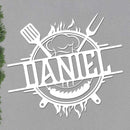 Personalized Grill Sign w Hat and Tools