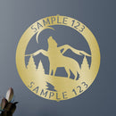 Custom Metal Wall Art - Personalized Howling Wolf Monogram Sign