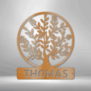 Custom Metal Wall Art - Personalized Tree of Life Name Monogram Sign