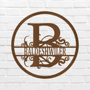 Custom Metal Wall Art - Personalized Split Circle Monogram Sign