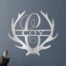Name Sign - Custom Metal Sign, Antler Artwork, Deer Monogram, Christmas Gift