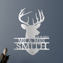 Custom Metal Wall Art - Personalized Deer Antler Head Monogram Sign