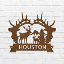 Custom Metal Wall Art - Personalized Antler Monogram Sign
