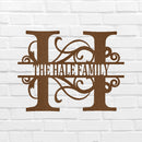 Custom Metal Wall Art - Family Split Letter Monogram Sign