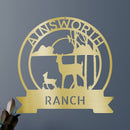 Custom Metal Wall Art - Personalized Sunset Deer Ranch Monogram Sign