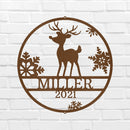 Custom Metal Wall Art - Personalized Reindeer Monogram Sign