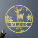 Custom Metal Wall Art - Personalized Reindeer Monogram Sign