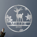 Custom Metal Wall Art - Personalized Reindeer Monogram Sign