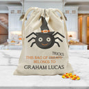 Personalized Spider Halloween Drawstring Sack | Custom Trick or Treat Bag