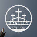 Custom Metal Wall Art - Personalized Three Crosses Name Plaque