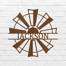 Custom Metal Wall Art - Personalized Farmhouse Windmill Monogram Sign