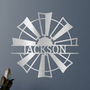 Custom Metal Wall Art - Personalized Farmhouse Windmill Monogram Sign