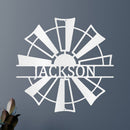 Custom Metal Wall Art - Personalized Farmhouse Windmill Monogram Sign