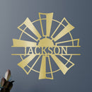 Custom Metal Wall Art - Personalized Farmhouse Windmill Monogram Sign