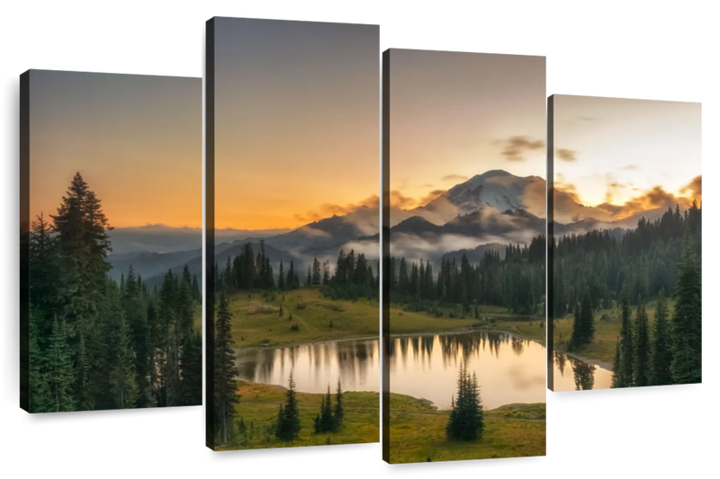 Majestic Sunset At Mount Rainer Wall Art