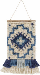 Philomont Ivory and Blue Geometric Wall Hanging - Clearance