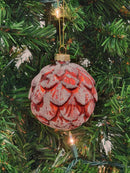 Red Pinecone-Shaped Glass Christmas Ornament F07M7-13-LH76-23148