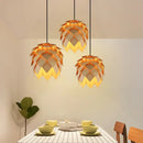 Pinecone wooden style orange & gold pendant lights dining room
