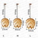 Pinecone wooden style orange & gold pendant lights dining room