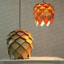 Pinecone wooden style orange & gold pendant lights dining room