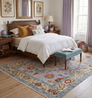 Pink and Beige Vibrant Colorful Hand knotted Traditional Oushak  Area Rug