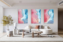 Pink and Blue Pattern Set of 3 Prints Modern Wall Art Modern Artwork