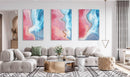 Pink and Blue Pattern Set of 3 Prints Modern Wall Art Modern Artwork